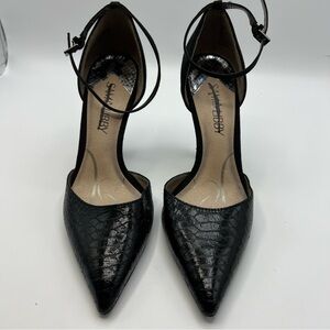 Sam & Libby Womens Spiked Stiletto Heels Ankle Strap Snake Print Party Shoes 7